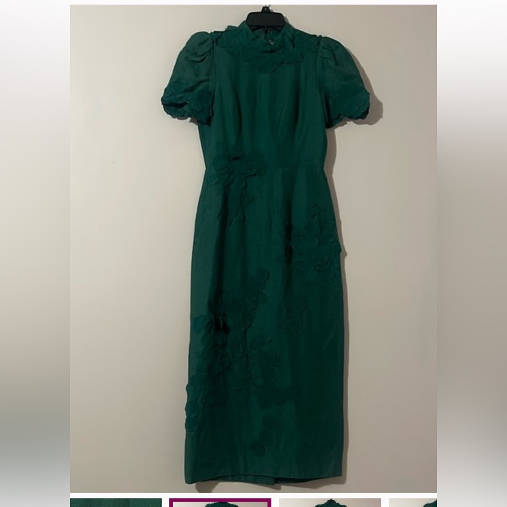 ANTONIO MELANI NWT Willow Floral Applique Mock Neck Short Sleeve Midi Dress - Picture 8 of 11